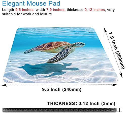 Sea Turtle Mouse Pad Non-Slip Rubber Base Gaming MousePads for Computers Laptop Office,Cute Mouse Pads with Designs for Women,9.5"x7.9"x0.12" Inch(240mm x 200mm x 3mm) - color: Sea Turtle