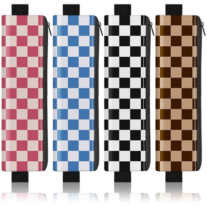 4 Pack Elastic Pen Holder for Notebook, Prints Pen Pouch with Elastic Band and Zipper, Leather Pen Holder for Planners, Journals, Book (Grid) - color: Grid