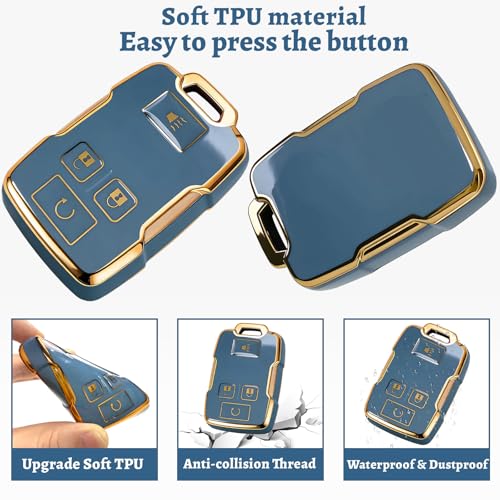 XIYANG TRADE for Chevy key fob cover case with Keychain,Key Case Shell TPU Full Protection Compatible with GMC chevy Colorado Silverado Suburban Tahoe Canyon Sierra Remote Key,Blue - color: Style 3-blue