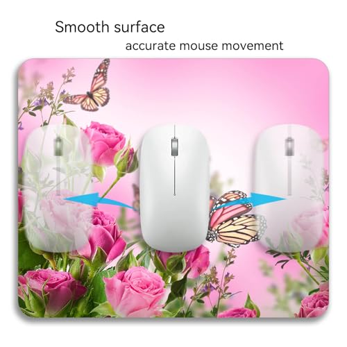 Beautiful Flowers Plants Mouse Pad Rubber Base Mouse Mat Non-Slip Mousepad for Office Desk Laptop Computer Mouse Pads - color: 07-Butterfly