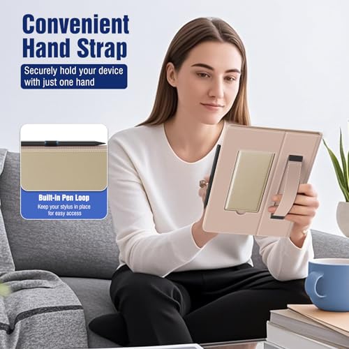 TiMOVO Universal Case for 10.1 Inch Android Tablet, Champagne Gold | Pen Loop, Two Folding Stand Cover, Hand Strap, For All 9.6"-11" Touchscreen Tablet - color: Champagne Gold