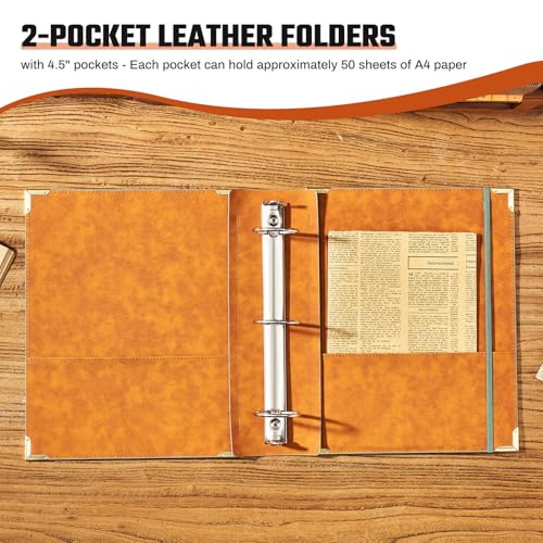 Ovesmusl Sunflower PU Leather 3 Ring Binder 1.5 Inch Fits 8.5"x11" Paper | 1.5 Inch Round Ring Binder Holds 350 Sheets, Notepad Paper Cover Loose Leaf Organizer, Green - color: Green Flower, size: 1.5" Ring