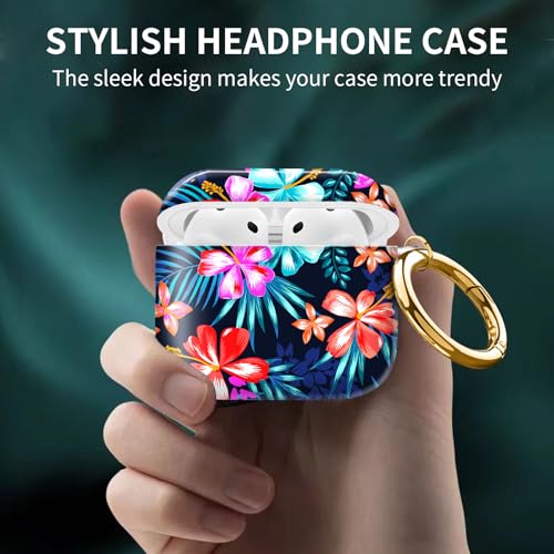 Compatible with AirPod 4th Generation Case Cover with Keychain, Full Protective Shockproof Wireless Headphone Case for Women Men Girl (Colorful Flowers) - color: Colorful Flowers