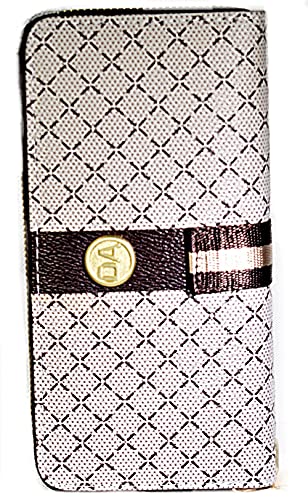 Women's Designer Wallet RFID Blocking DA Leather Wallets Large Phone Holder Wristlet wallets for women - color: Beige & Brown