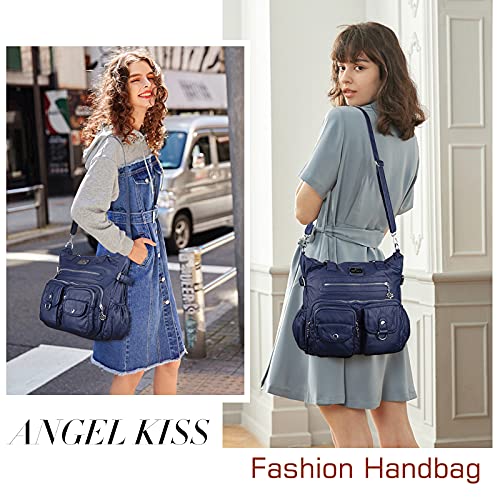 Angel Kiss Large Purses for Women Soft PU Leather Hobo Bag for Women Shoulder Bags - color: Blue