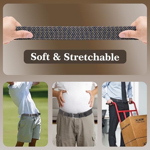 Mens Stretch Belt, Woven Elastic Braided Web Belt Casual for Golf Hunting Pants Jeans, Versatile Mens Golf Belts - color: Army Green + Dark Blue, size: Large 34"-36" (41"Length)