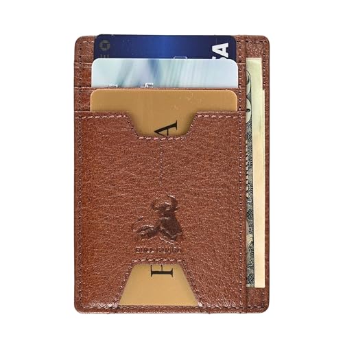BULL GUARD Mens RFID Blocking Leather Slim Card Case Wallet with Easy Access ID windows, Cash & Card Slots, Crafted with Premium Top Grain Leather Ideal for Travel or Everyday Use (Wild Buffalo Brown) - color: Wild Buffalo Brown