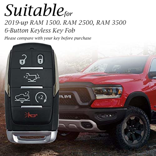 Genuine Leather Smart Key Fob Case Cover Protector Compatible with RAM 1500, RAM 2500, RAM 3500 2019 - 2026 (6-Button, Brown) - color: Brown, size: 6-Button