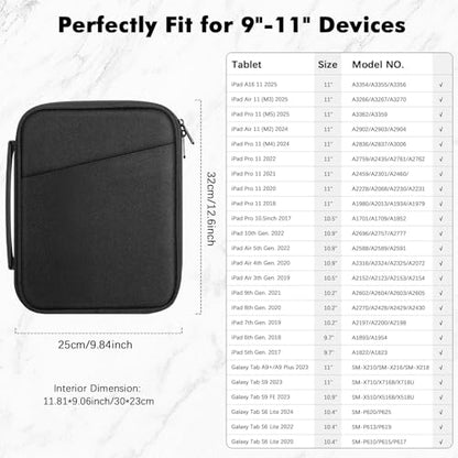 MoKo 9-11 Inch Padded Tablet Sleeve Protective Carrying Case with Handle | Fits iPad Air 11-inch M4, iPad A16, iPad Pro 11-inch M5, iPad 10th/Air 5/4th 10.9 and iPad 9/8th 10.2, Black - color: Black, size: 9-11 Inch
