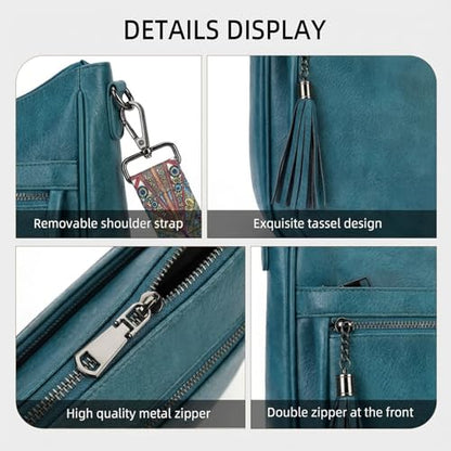 MEITRUE Crossbody Bags for Women Trendy,Vegan Leather Medium Crossbody Purse with Tassel Lightweight Shoulder Handbags - color: 07-peacock Blue