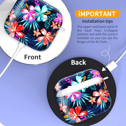 Compatible with AirPod 4th Generation Case Cover with Keychain, Full Protective Shockproof Wireless Headphone Case for Women Men Girl (Colorful Flowers) - color: Colorful Flowers