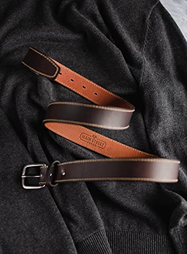 Main Street Forge The Executive Leather Belt | Made in USA | Men's Dress Belt | 1 1/4 Inch Belt - color: Brown, size: Pant Size 44 (Belt Size 46)