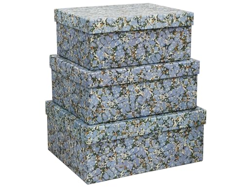 3-Piece Decorative Storage Boxes with Lids, Artistic Marble Pebble Pattern, Cardboard Paperboard Keepsake Box Set, Photo & Memory Storage for Home Decor and Modern Organization - color: Marble Pebble