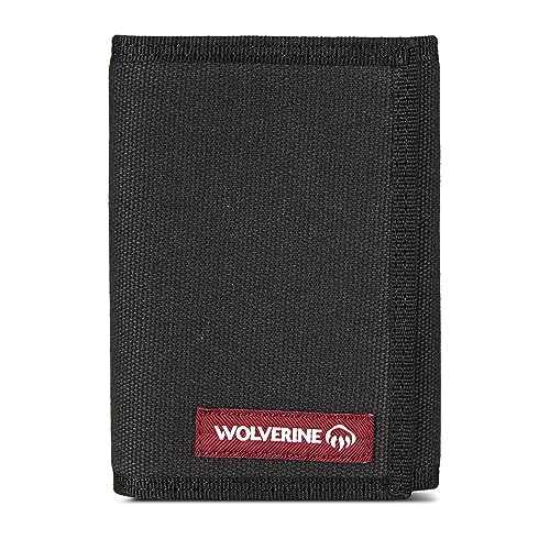 Wolverine Mens Bifold Wallet | RFID Protection | ID Window | Card Slots | Bill Pocket | Durable | Leather | Canvas - color: Durashocks - Black/Brown