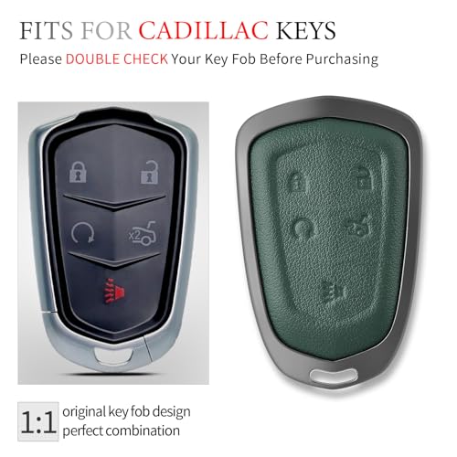 Key Fob Cover Compatible with Cadillac CTS XTS ATS STS XT4 XT5 CT6 SRX - color: Green
