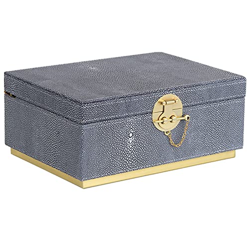 HofferRuffer Elegant Faux Leather Decorative Box, Storage Jewelry Box Organizer, Large Dresser Cosmetic Organizer Holder, Classic Jewelry Accessory Organizer, 11x8x4.8 inches (Grey) - color: Grey
