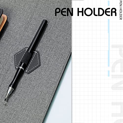10 Pcs Elastic Self Adhesive Pen Loop, Black Hexagon Pencil Holder | 1.8"x1.6", Back to School Supplies, PU Leather, for Notebook, Planners, Tablet Case, Calendars, Journal, for Student, Office