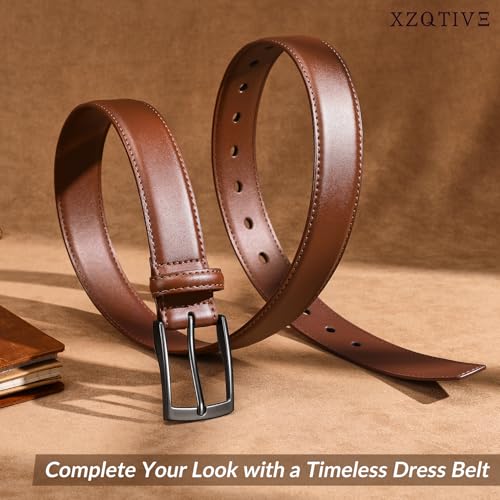 XZQTIVE Men's Suede Belt - Genuine Leather Dress Belt for Jeans Dress - color: Brown, size: Fit Pant 40"-45"