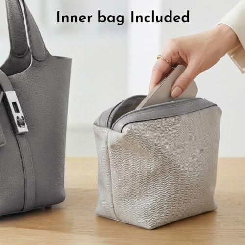 Tote Bag for Women Vegan Leather Bucket Purse for Women Top Handle Handbag Shoulder Bag with Detachable Small Purse - color: A2-2 Elephant Grey