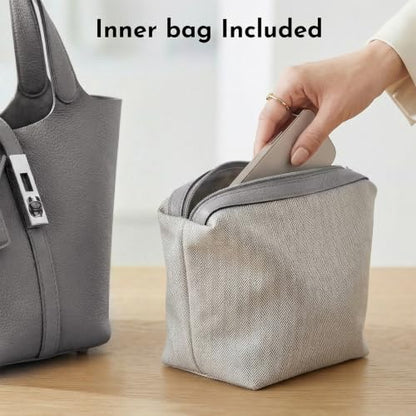 Tote Bag for Women Vegan Leather Bucket Purse for Women Top Handle Handbag Shoulder Bag with Detachable Small Purse - color: A2-2 Elephant Grey