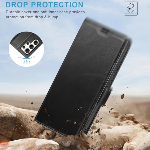 KEZiHOME Genuine Leather Wallet Case for Samsung Galaxy S26 Ultra Black | Black, RFID Blocking Card Holder, Kickstand, Magnetic Protective Phone Folio Cover, Compatible with S26 Ultra - color: Black, size: Galaxy S26 Ultra Case