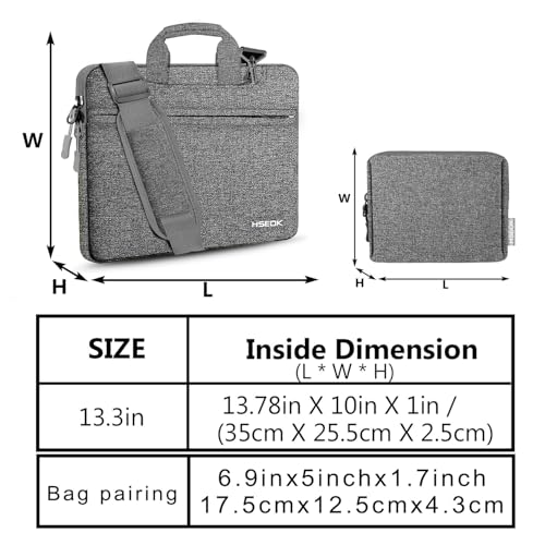 Hseok Laptop Shoulder Bag 13-14 inch Shockproof Water-Resistant HandBag with Small Case Compatible with MacBook Pro/Neo 14" M5/M4/M3/M2/M1, Mac Air/Pro 13.3", XPS 13/14, Most 13"-14" PC,Dark gray - color: Dark Gray, size: 13"-14"