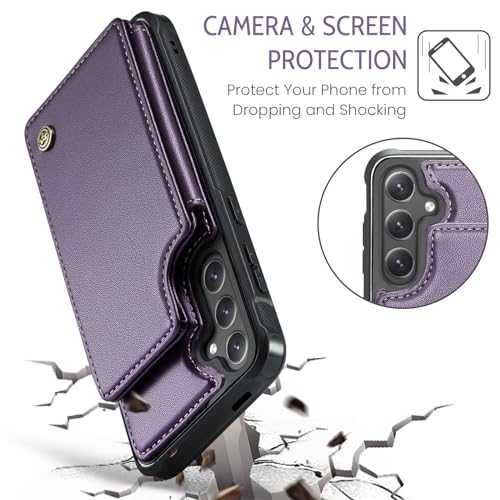 Kowauri for Samsung Galaxy S25 FE Case, PU Leather Wallet Case for Women Men with RFID Blocking Card Holder Slot Magnetic Closure Shockproof Protective Phone Cover for Samsung Galaxy S25 FE (Purple) - color: Purple