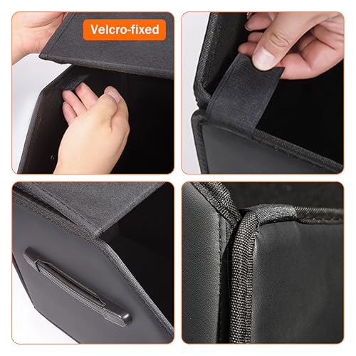 Trunk Organizer,car organizers and storage,black Leather Storage Box with lid,Fiberboard,Collapsible(15''L x 13''W x 12.4''H,2K inches³) - size: 15"L×13"W×12.4"H, 9lbs, 2K in³