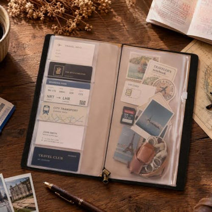 Leather Journal Travelers Notebook - 8.6 x 4.7 Inches Standard TN, Refillable Travel Journal with 3 Inserts, Zipper Pocket, Pen Holder, Binder Clip, Leather Notebook for Travel, Students, Office, Black - color: TNS-Black