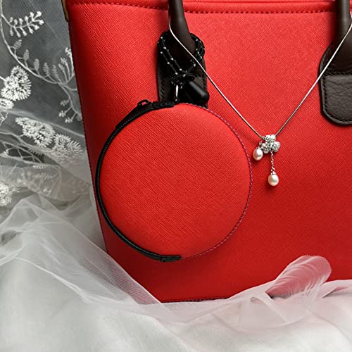 Mini Round Coin Purse with Clip on, Lightweight Waterproof Zipper Pouch for Earbuds, Keys, Coins, Compact Travel Storage Case for Women & Men, Xmas Gift [ Red ] - color: Red