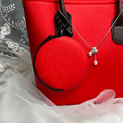 Mini Round Coin Purse with Clip on, Lightweight Waterproof Zipper Pouch for Earbuds, Keys, Coins, Compact Travel Storage Case for Women & Men, Xmas Gift [ Red ] - color: Red