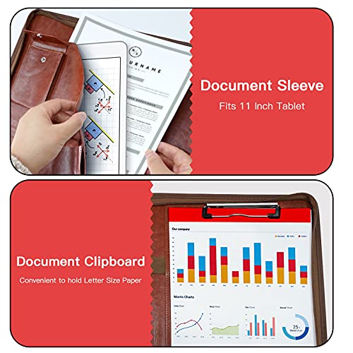 WRIYES Zippered Padfolio Organizer, 10.2 Inch Portfolio Folder, Brown - color: Brown1