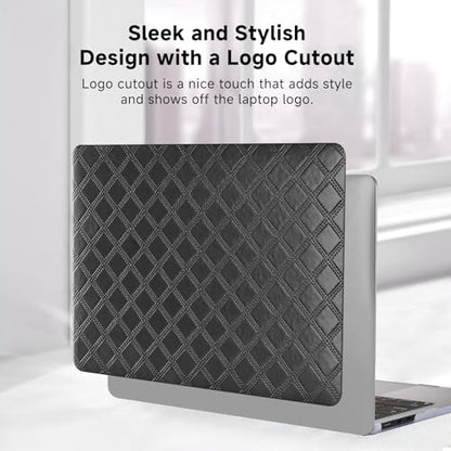 for MacBook Air 13 inch Case M5 M4 M3 M2 2026-2022 Checker Leather Cover | Precise Logo Cutout,Scratch,Elegant Laptop Hard Case, Keyboard Cover,Black,Model: A3449 A3240 A3113 A2681 - color: Black, size: 2022-2026 MacBook Air 13.6 inch M2 M3 M4 M5