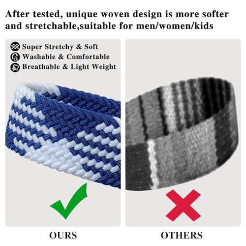 Fishent Stretchy Wristlet Keychain, Cute Key Chain, Woven Wrist Lanyard for Car Keys with 3 Keyrings and D-ring for Women Men - color: Blue-white