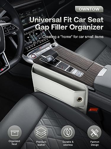 Premium Leather Car Seat Gap Filler Organizer (0.2”-1.2" Gaps), Clever Gifts for Car SUV Truck Owners (Beige, 1 Pack) - color: 05 Beige, 1 Pack