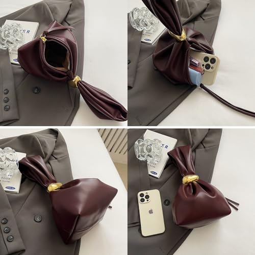 Farcauo Burgundy Wristlet Purse for Women Lightweight PU Leather Small Handbag Wristlet Pouch Bag for Daily Use - color: #F Black Wristlet Bag