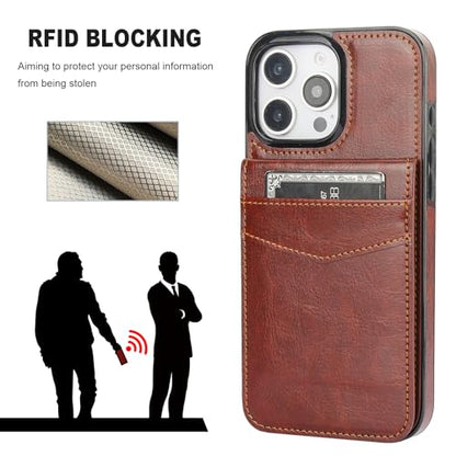 KIHUWEY for iPhone 16 Pro Max Wallet Case Card Holder for MagSafe, Brown | Wireless Charging, RFID, Flip PU Leather, Magnetic Clasp, Kickstand, Heavy Duty Protective Cover - color: Magsafe for Brown