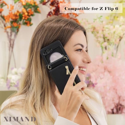 for Samsung Galaxy Z Flip 6 Luxury Zipper Wallet Phone Case, Multi-Function Kickstand Card Holder Adjustable Crossbody Strap, Fashion Flip Case.(Green) - color: Green, size: Samsung Galaxy Z Flip 6