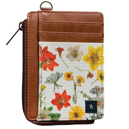 Wallet Rfid Card Holder Credit Cardholder for Women Men Thin Pocket Card Case Small Slim Minimalist Keychain Wristlet Wallets Leather (Flowers 2) - color: Flowers 2