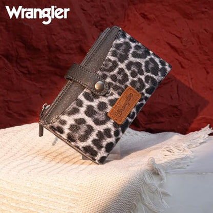 Wrangler Wallet for Women Bifold Card Holder with Zipper and ID Window - color: Light Grey