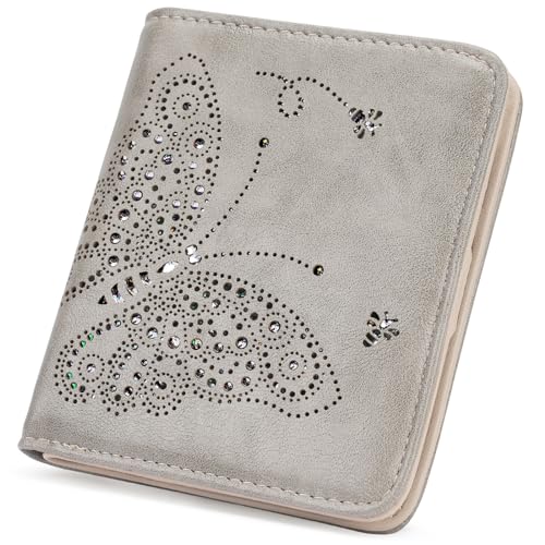 KITEVIUN Small RFID Wallet Women Ultra Thin Slim Womens Wallet Mini Compact Bifold Pocket Ladies Wallets for Women GRAY - color: 06-GRAY