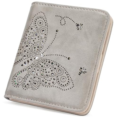 KITEVIUN Small RFID Wallet Women Ultra Thin Slim Womens Wallet Mini Compact Bifold Pocket Ladies Wallets for Women GRAY - color: 06-GRAY