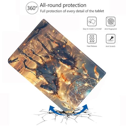 Case for Samsung Galaxy Tab S10 Lite/ S10 FE/ S9 FE 5G 10.9 Inch/ S9 11 Inch, Adjustable Stand Auto Wake/Sleep Smart Leather Cover, Dream Catcher Horse - color: Dream Catcher Horse