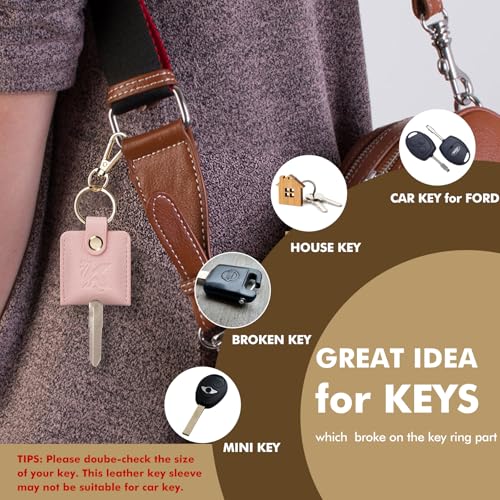 Car Key Cover, 2pcs Leather Key Sleeve, Broken Car Key Loop Replacement, Keychain for Women Men. - style: A