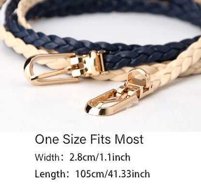 COTIM COYIN Women's Skinny Braided Leather Belts Thin Woven Waist Belts for Jeans Pants Dresses - color: Pink