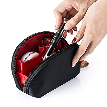 Hekyip Half Moon Cosmetic Bag, Travel Makeup Pouch, Portable Waterproof Cosmetic Pouch for Girls Women, Small (INNER RED) - color: INNER RED