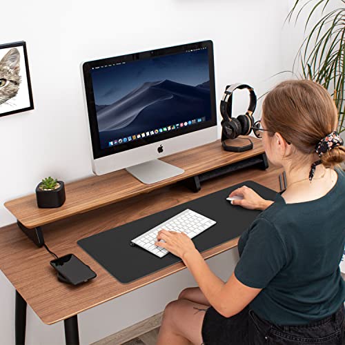 Aothia Double-Sided PU Leather Desk Pad - Non-Slip Large Mouse Pad & Desk Mat for Office, Home - Waterproof, Easy to Clean, Durable Dual-Sided Surface (31.5" x 15.7", Black) - color: Black, size: 31.5" x 15.7"