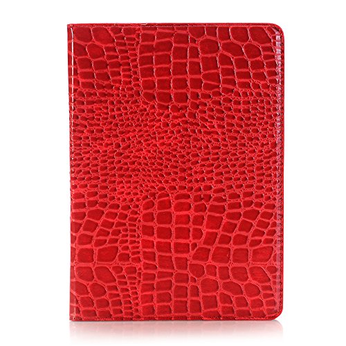 for iPad 9th 8th 7th Gen 10.2 inch Case for Women, iPad Air-3/iPad Pro-2 10.5 inch Case, Crocodile Synthetic Leather Stand Folio Smart Cover - Red - color: Red
