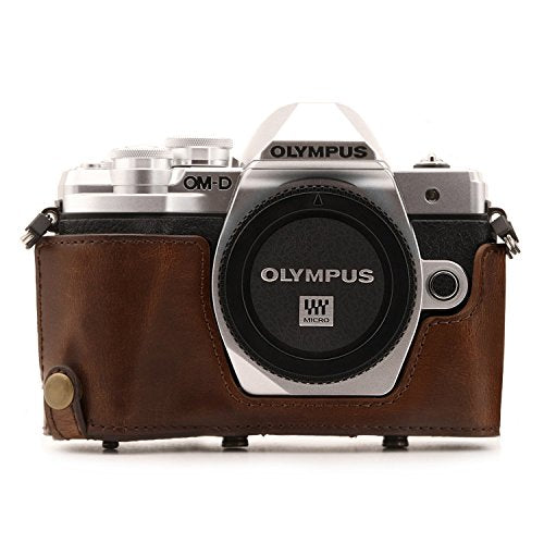 MegaGear Olympus OM-D E-M10 Mark III (14-42mm) Ever Ready Leather Camera Case and Strap, with Battery Access - Dark Brown - MG1346 - color: Dark Brown