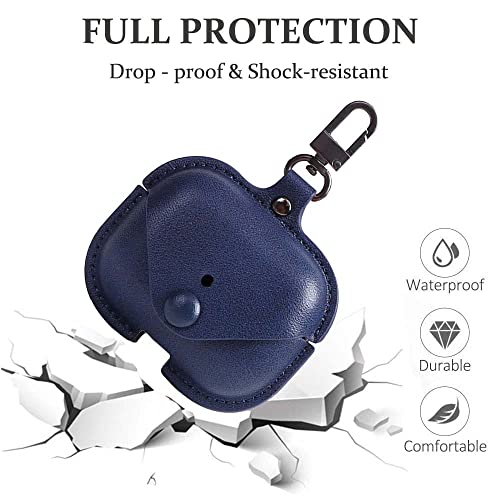 Genuine Leather Case Compatible with AirPods Pro Case 2nd/1st Gen (2023/2022/2019), VOMA Protective Cover for Apple AirPods Pro 2/Pro Wireless Charging Case with Keychain and Snap Lock Navy - color: #Navy